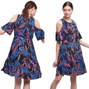 Anthropologie Maeve Elia Cold Open-Shoulder Dress Tropical Print Floral 2 xsmall